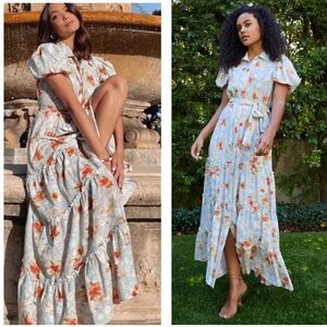 MISA Eveleigh Floral Button Front Maxi Dress XS